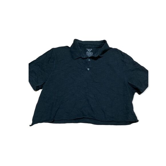 Vince Black Cropped polo shirt size medium - Picture 3 of 7